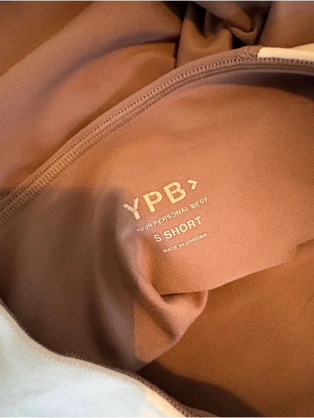 YPB Two-Tone High-Waist Leggings Set in Taupe & Cream